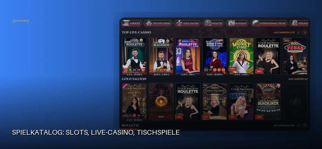 Spielkatalog: Slots, Live-Casino, Tischspiele